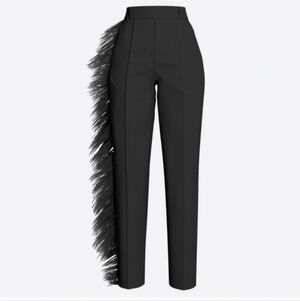 Hanifa Ava Ostrich Feather Pants in Black Size XL New With Tags